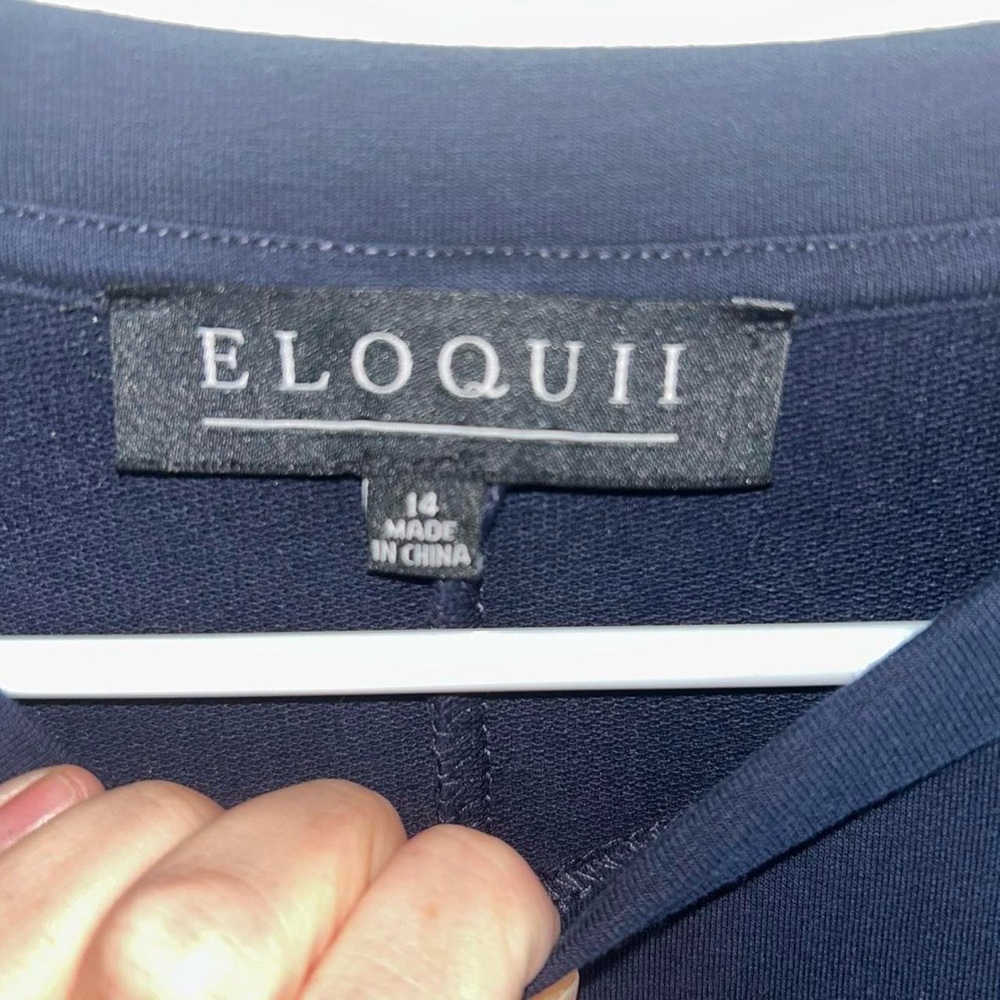 Eloquii Navy Puff-Sleeve Ruffle-Hem Mini Dress - Picture 4 of 8